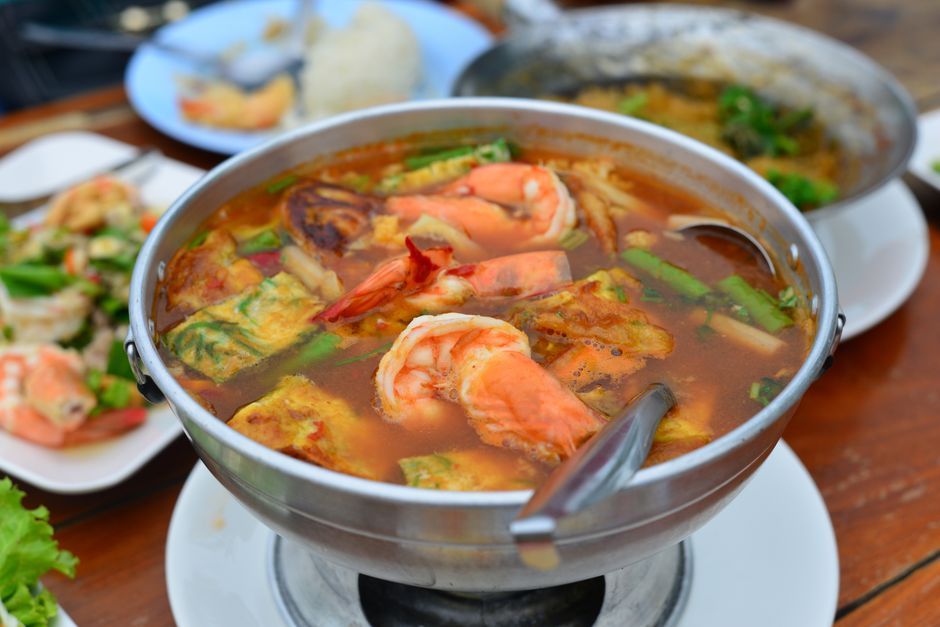 Thai restaurant hot pot table food
