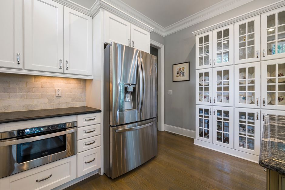 modern kitchen appliances refrigerator stove display