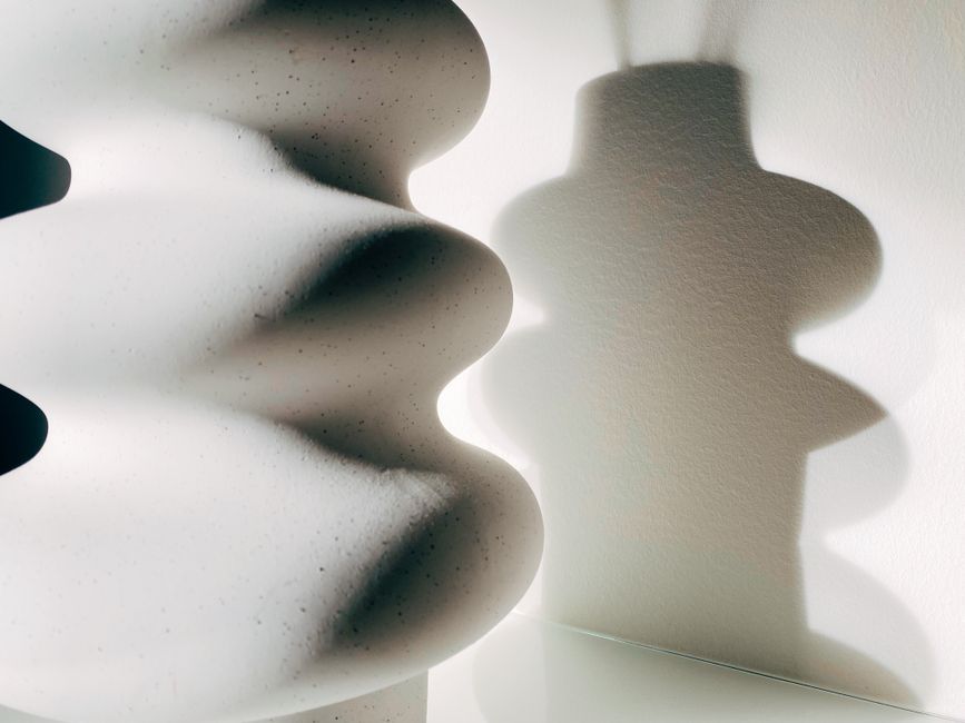 ceramic sculpture table lamp close up