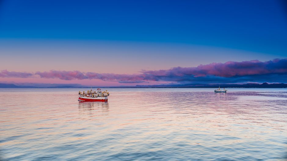 Iceland coast fishing boat harbor