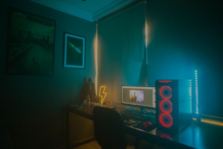 gaming chair desk setup interior