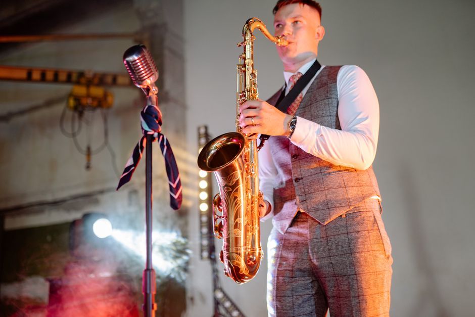 saxophone music performance stage lighting