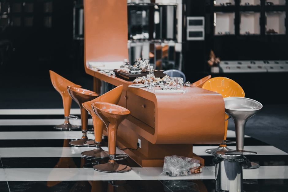 modern restaurant counter design orange