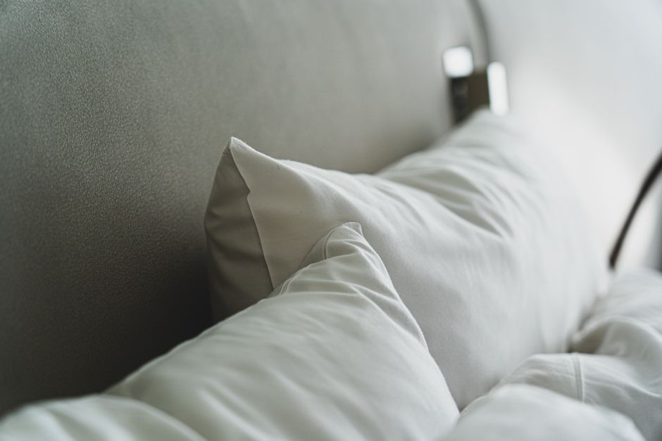 white bed pillow bedroom interior