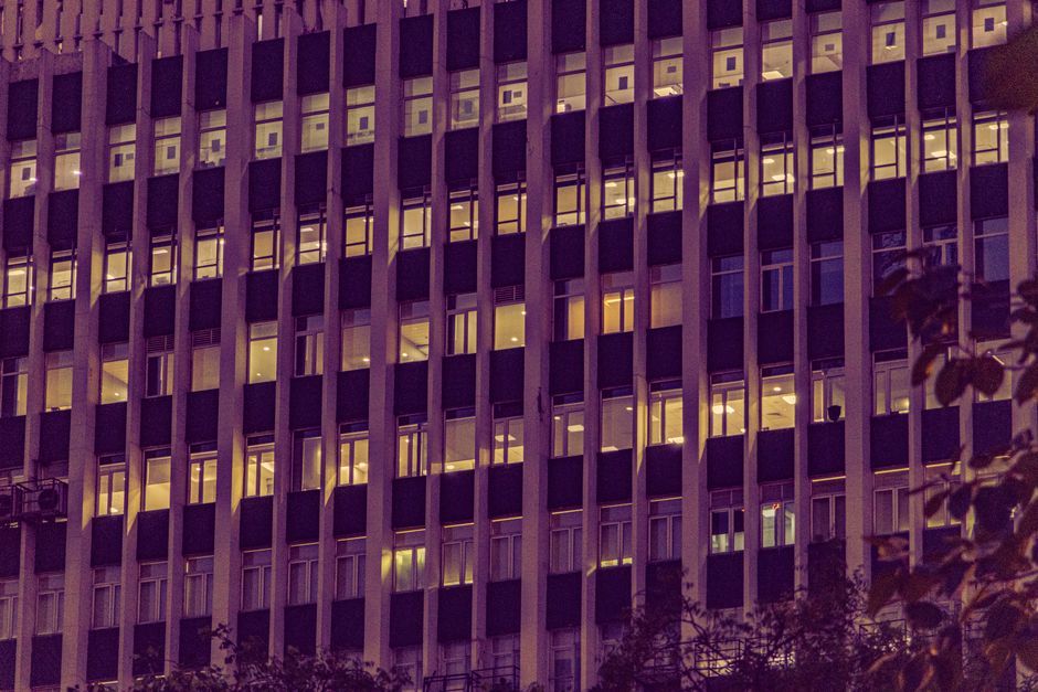 corporate office building modern glass exterior India
