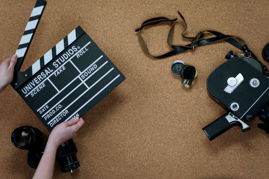 vintage Hollywood movie set clapperboard