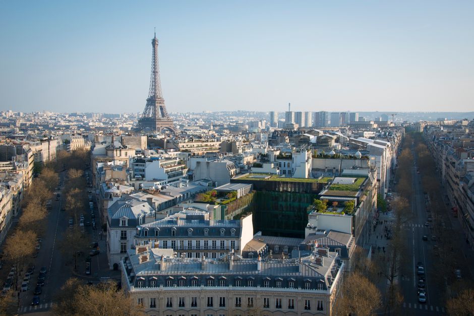 Paris cityscape architecture historic street aerial view