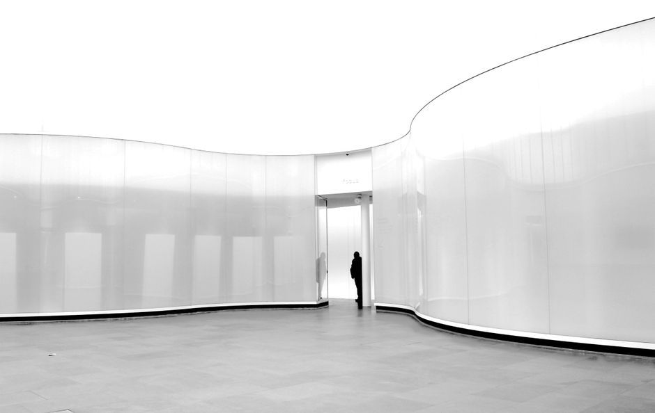 modern minimalist art exhibition interior room Milan Italy