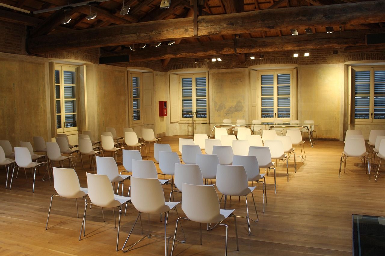 UK political news conference meeting room