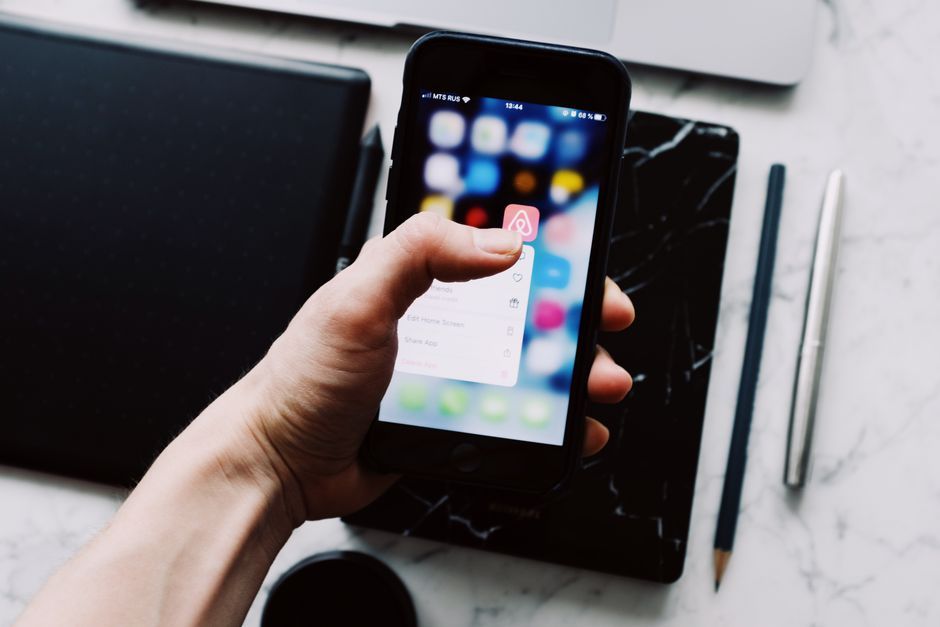 smartphone mobile app interface screen office desk workspace