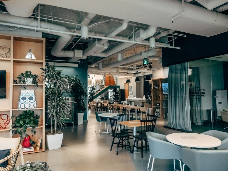 modern co-living interior lounge space