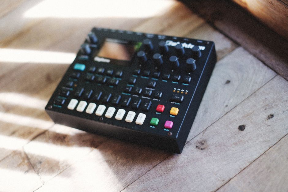 handcrafted wooden synthesizer machine