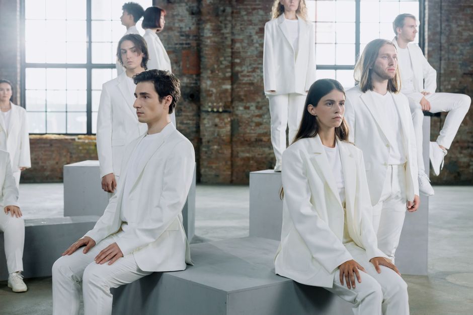 modern futuristic fashion design clothing collection studio setup