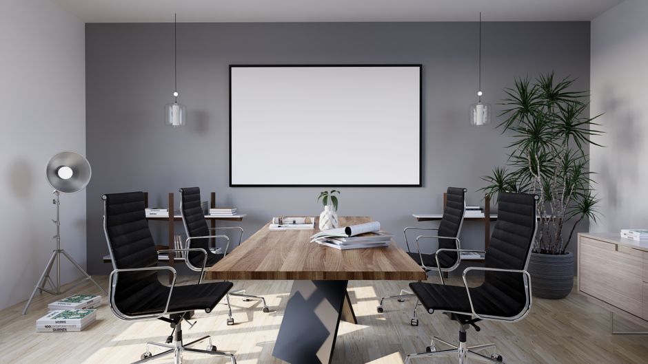 office meeting room presentation screen daytime