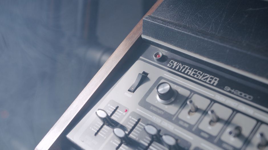 electronic music synthesizer device close up
