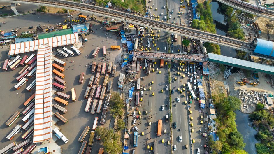 India modern transportation bus station exterior