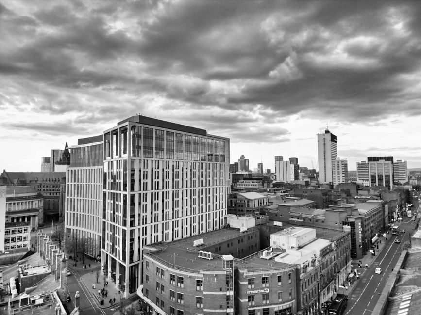 Manchester England cityscape street view