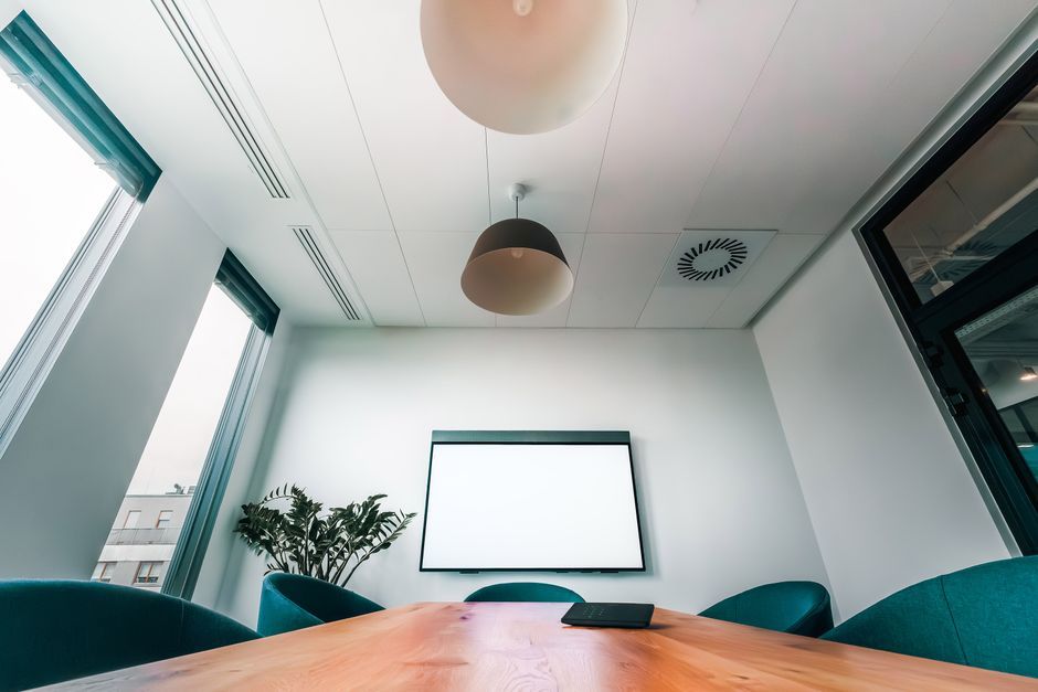 modern office corporate meeting room presentation screen