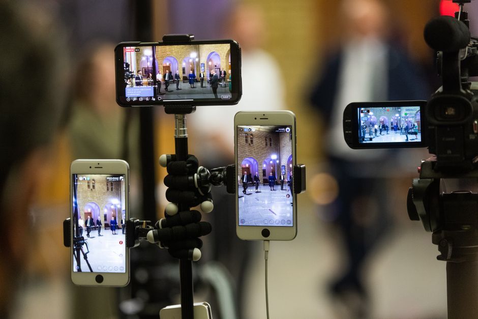 smartphone screen live streaming broadcast studio