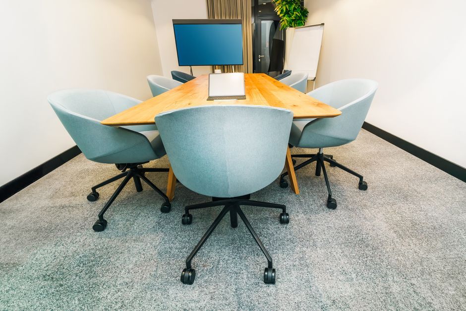 technology company office workspace no logo