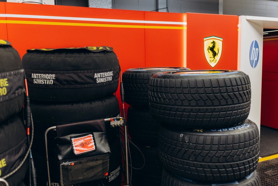 Formula 1 racing car paddock garage