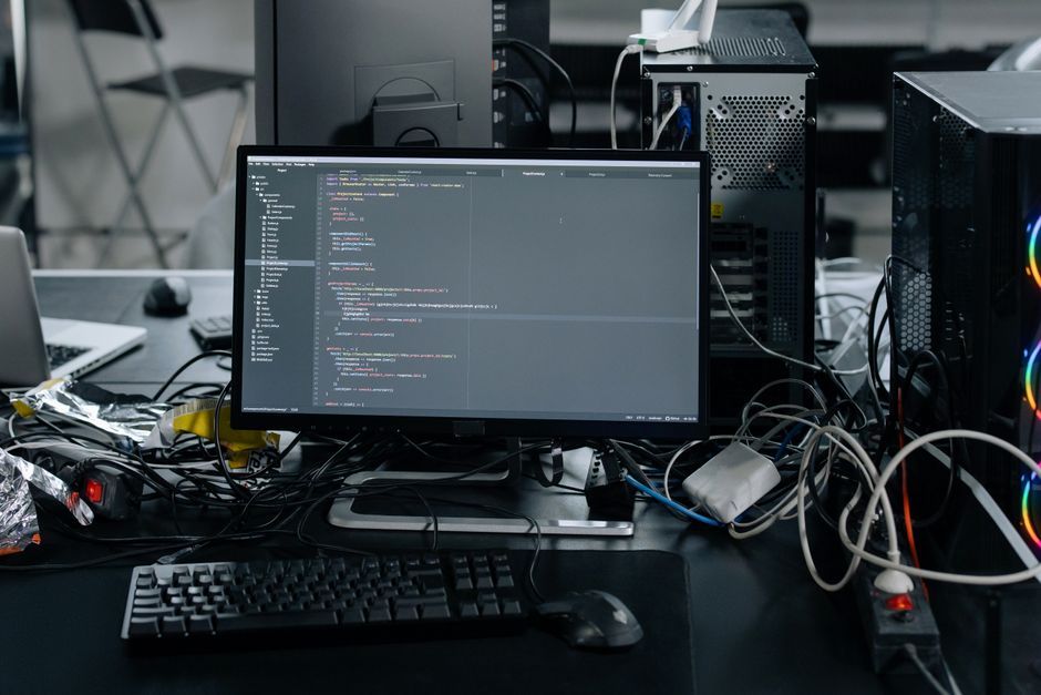 technology startup office workspace computer desk