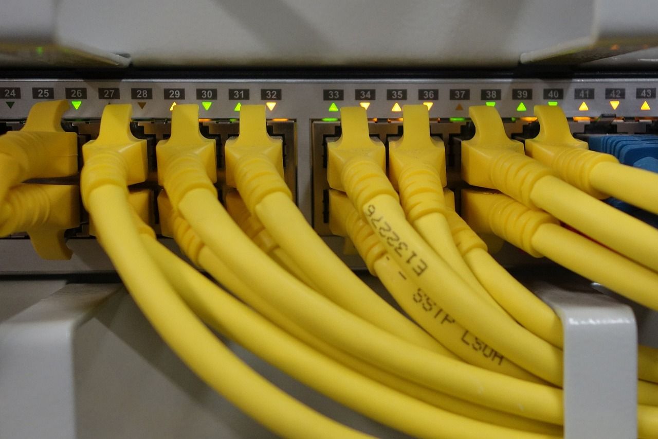 no logo data center server room blue light