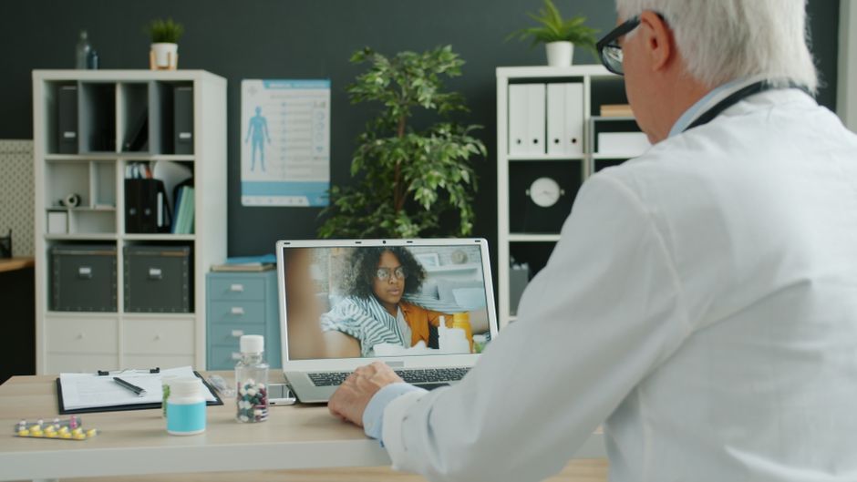 UK healthcare computer screen doctor office