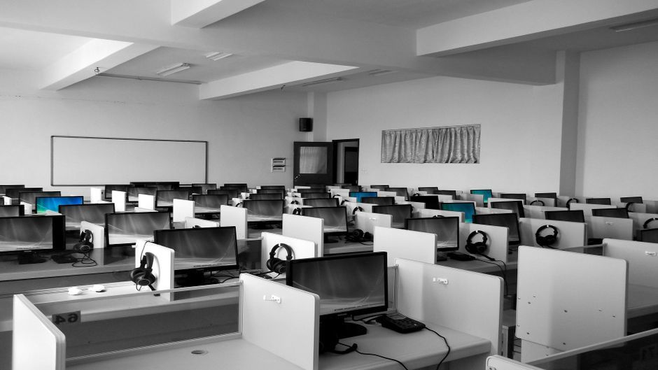 technology corporate office workspace meeting room computer