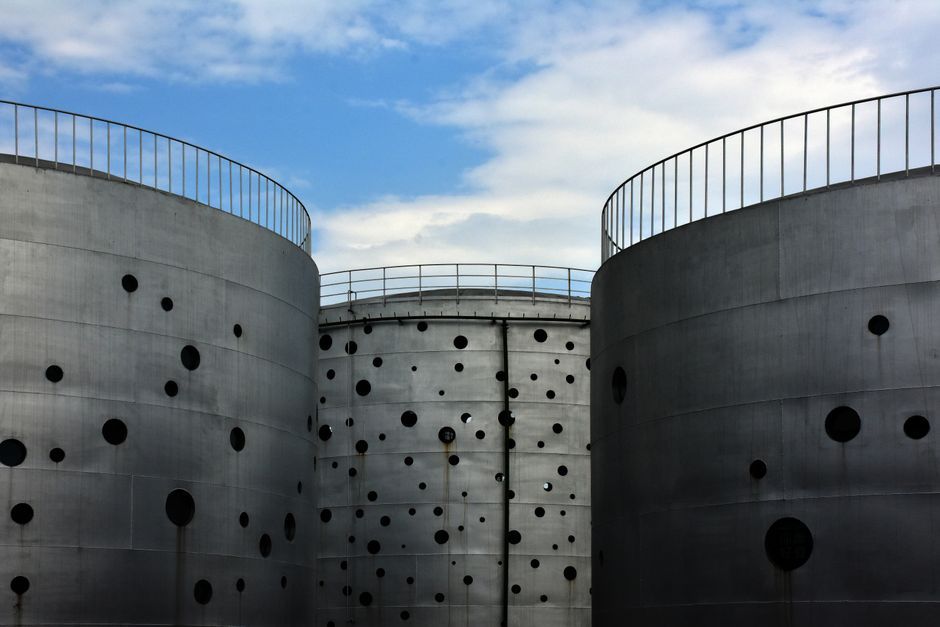industrial water tanks exhibition modern architecture Spain