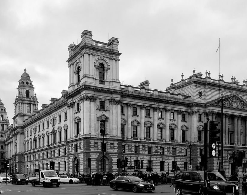 British passport travel UK government building exterior