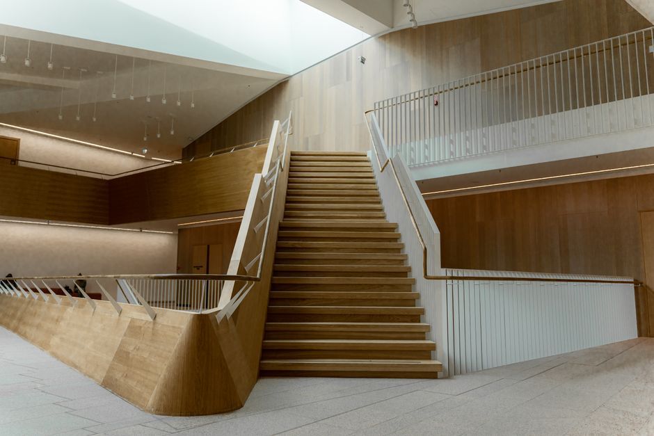 modern minimalist interior staircase timber metal architecture