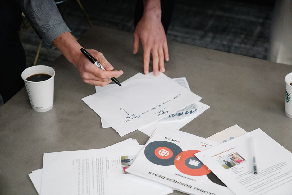 office paperwork planning meeting