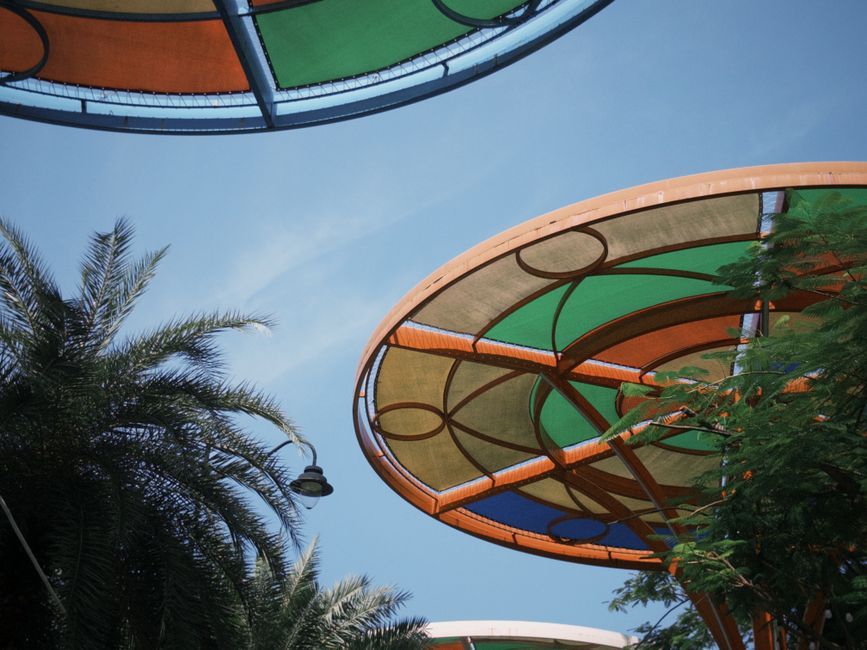 fiberglass shade and bronze structure detail