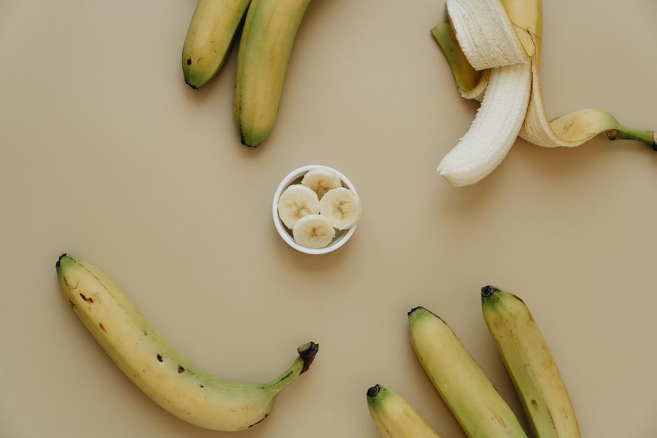 fresh banana blossom and banana slices