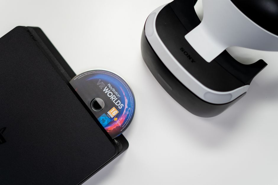 playstation controller and game disc