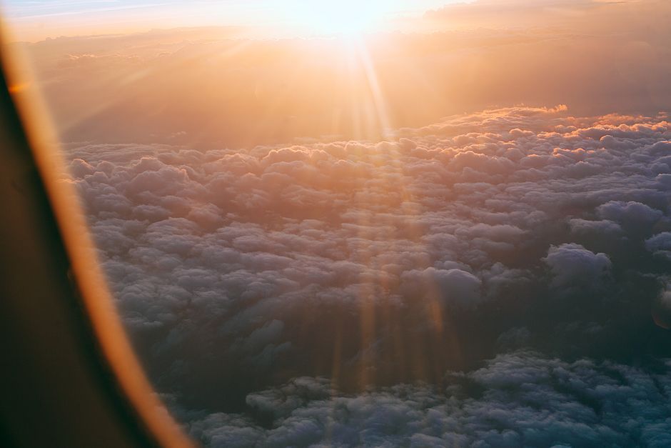 sunlight morning sky travel airplane