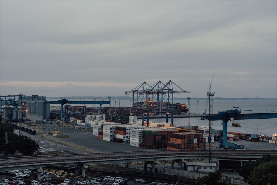 empty port terminal crane Ukraine