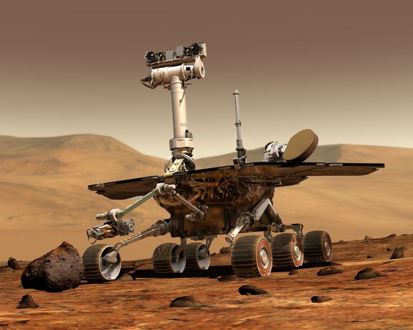 Mars surface rover tracks space exploration