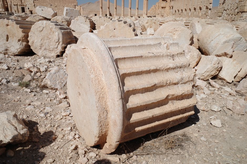 West Bank historical roman columns ruins