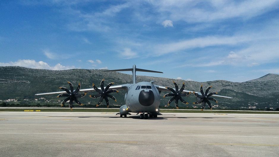 military transport airplane tarmac