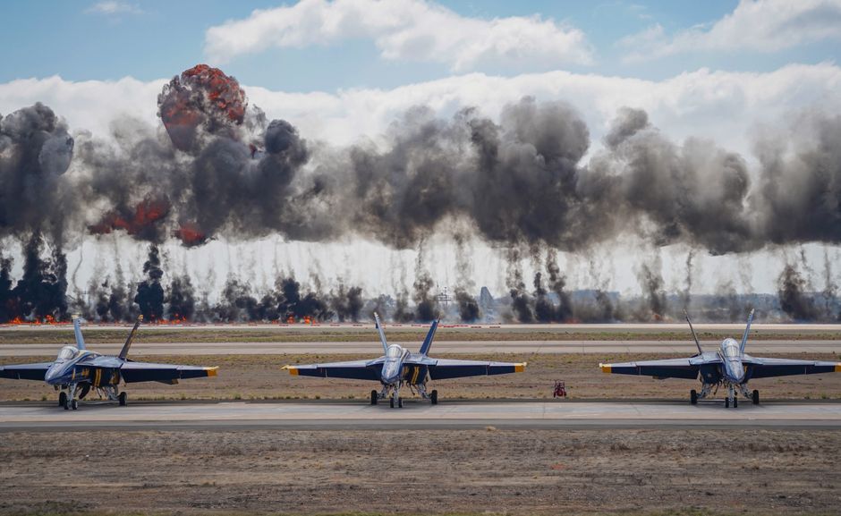 military drone attack smoke explosion