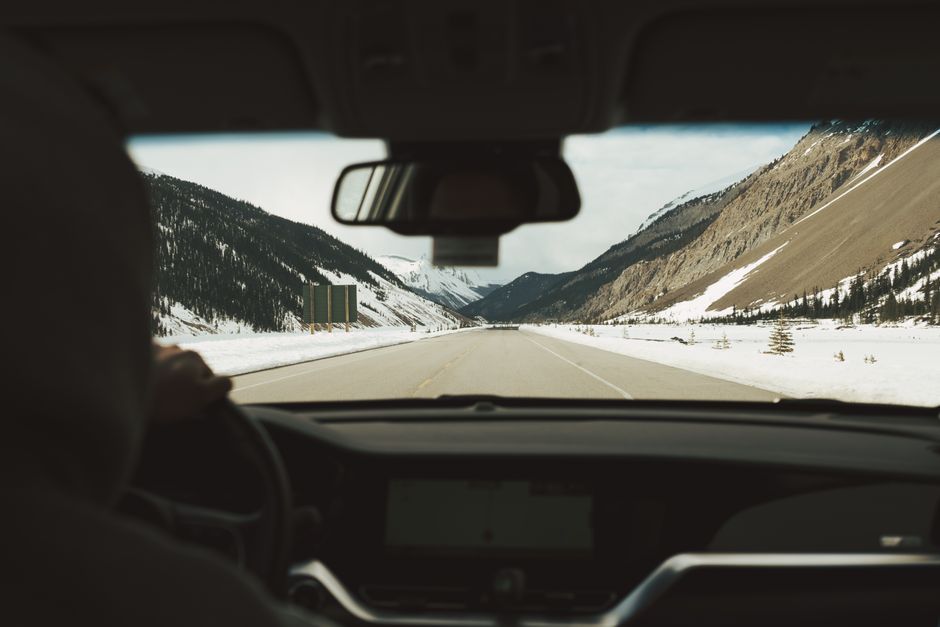 Canadian tourists traveling by car North America highway