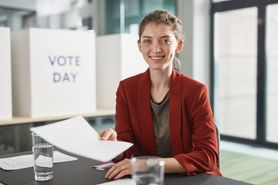 UK voting ballot paper desk