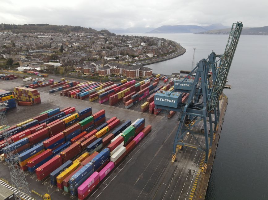 United Kingdom coastal port commercial cargo ship