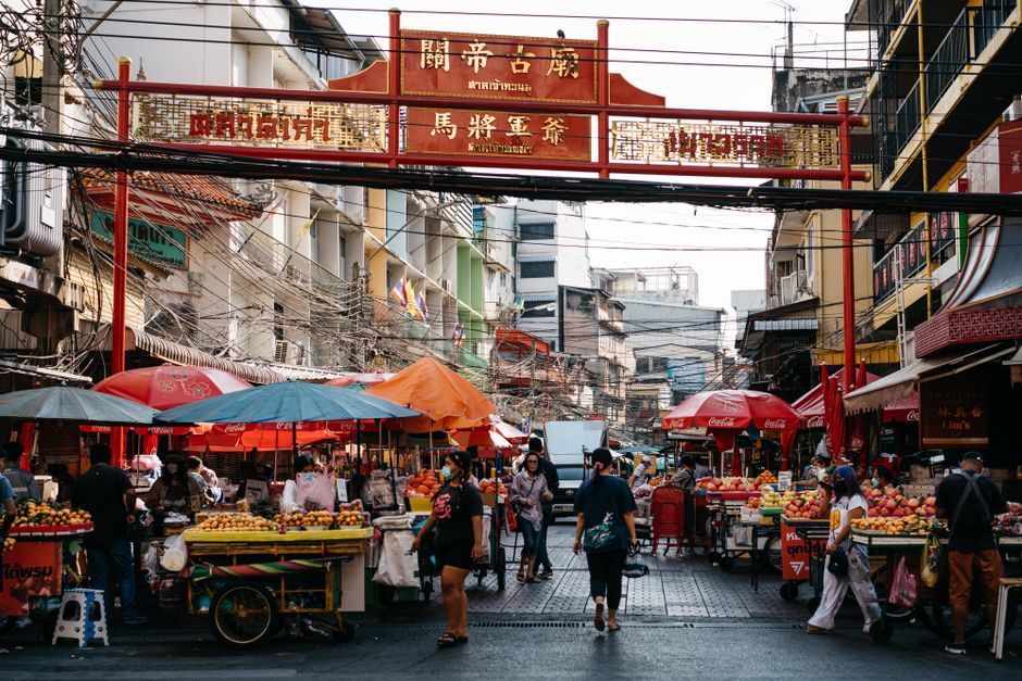 Bangkok tourist street market Thailand