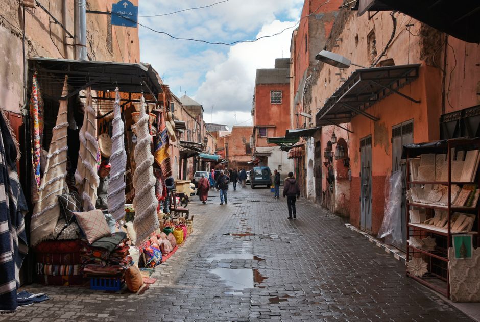 Morocco city street Marrakech architecture