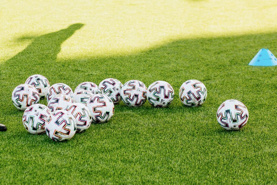 soccer ball grass field close up