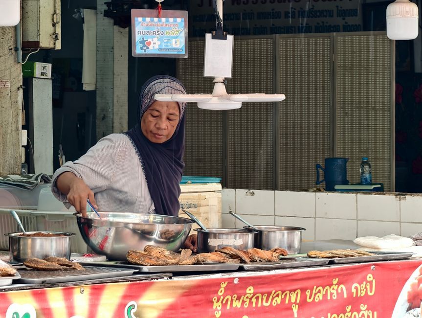 Thai food market stall cooking