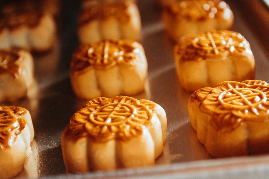 traditional Chinese pastry and mooncake close up